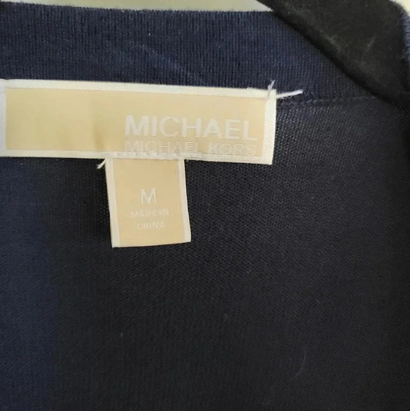 MICHAEL KORS Navy Chiffon Front Cardigan Sz M - Picture 6 of 7